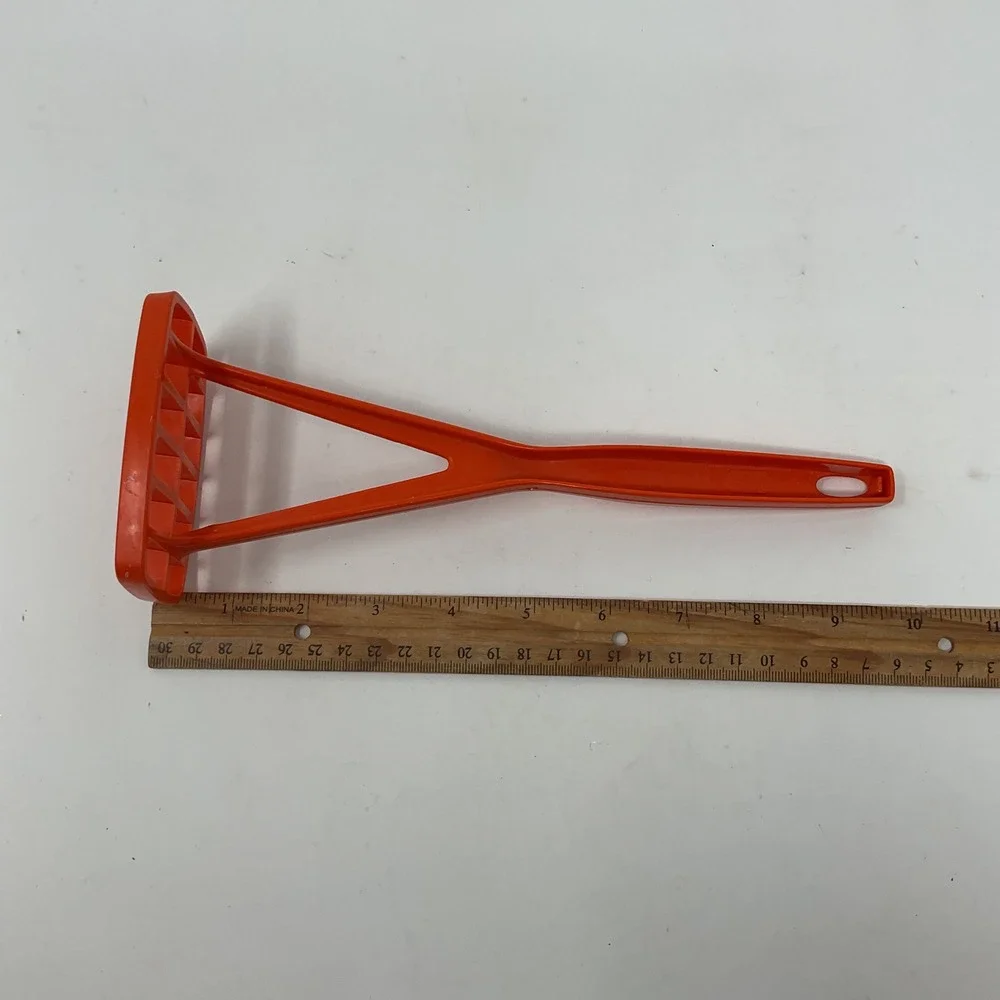 Vintage Foley Orange Nylon Potato Masher Retro Non-Stick Kitchen Utensil